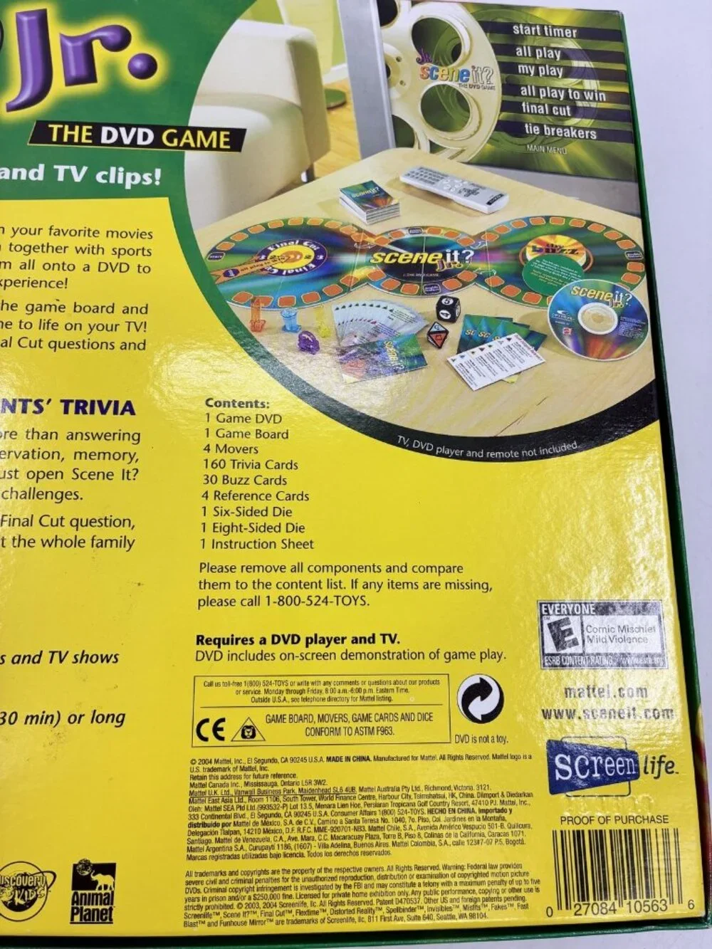 Vintage 2004 Scene It Jr. The DVD Game Movie Music TV Sports Trivia Ages 8+